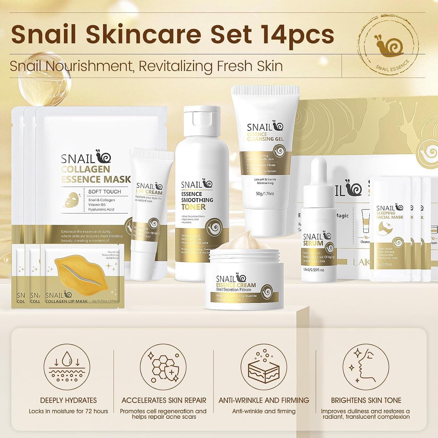Kit de skincare coreano de baba de caracol, 14 piezas, foto 2
