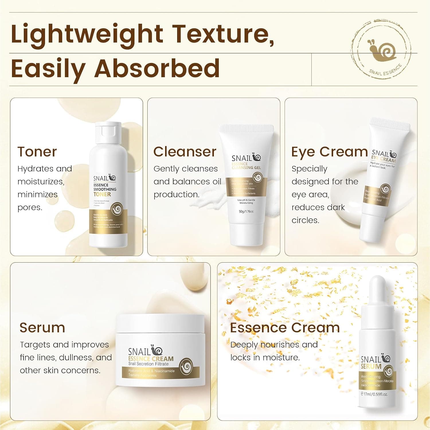 Kit de skincare coreano de baba de caracol, 14 piezas, foto 3