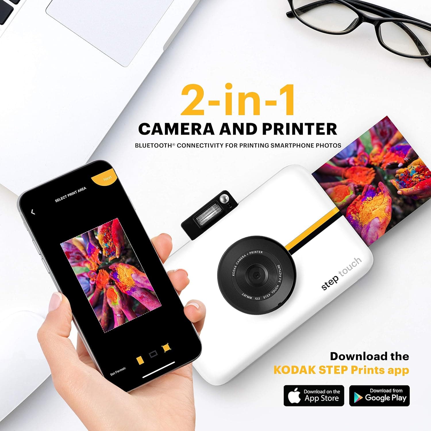 Pantalla táctil de 3,5 pulgadas de la Kodak Step Touch mostrando una foto