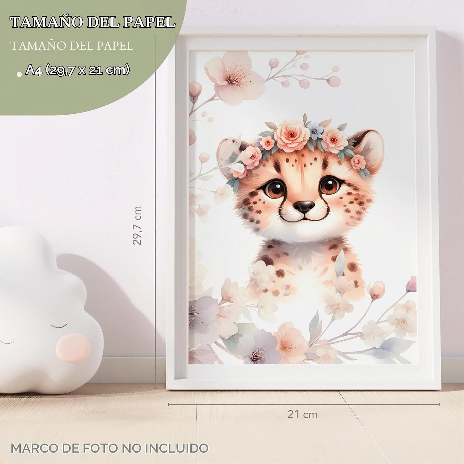 Set de 3 Láminas Infantiles Personalizadas, Jirafa Bebé, foto 3