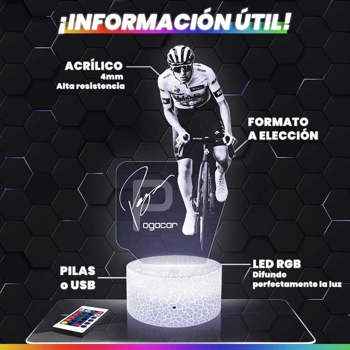 Lámpara 3D de Ciclismo con Diseño de Ciclista, foto 2