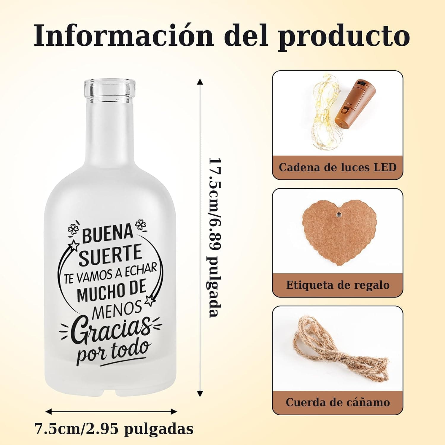 Lámpara Botella Grabada «Gracias por todo», foto 3