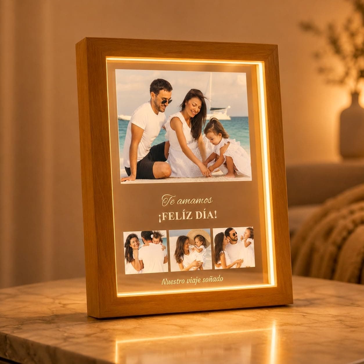 Lámpara personalizada con collage de fotos y texto, foto 3