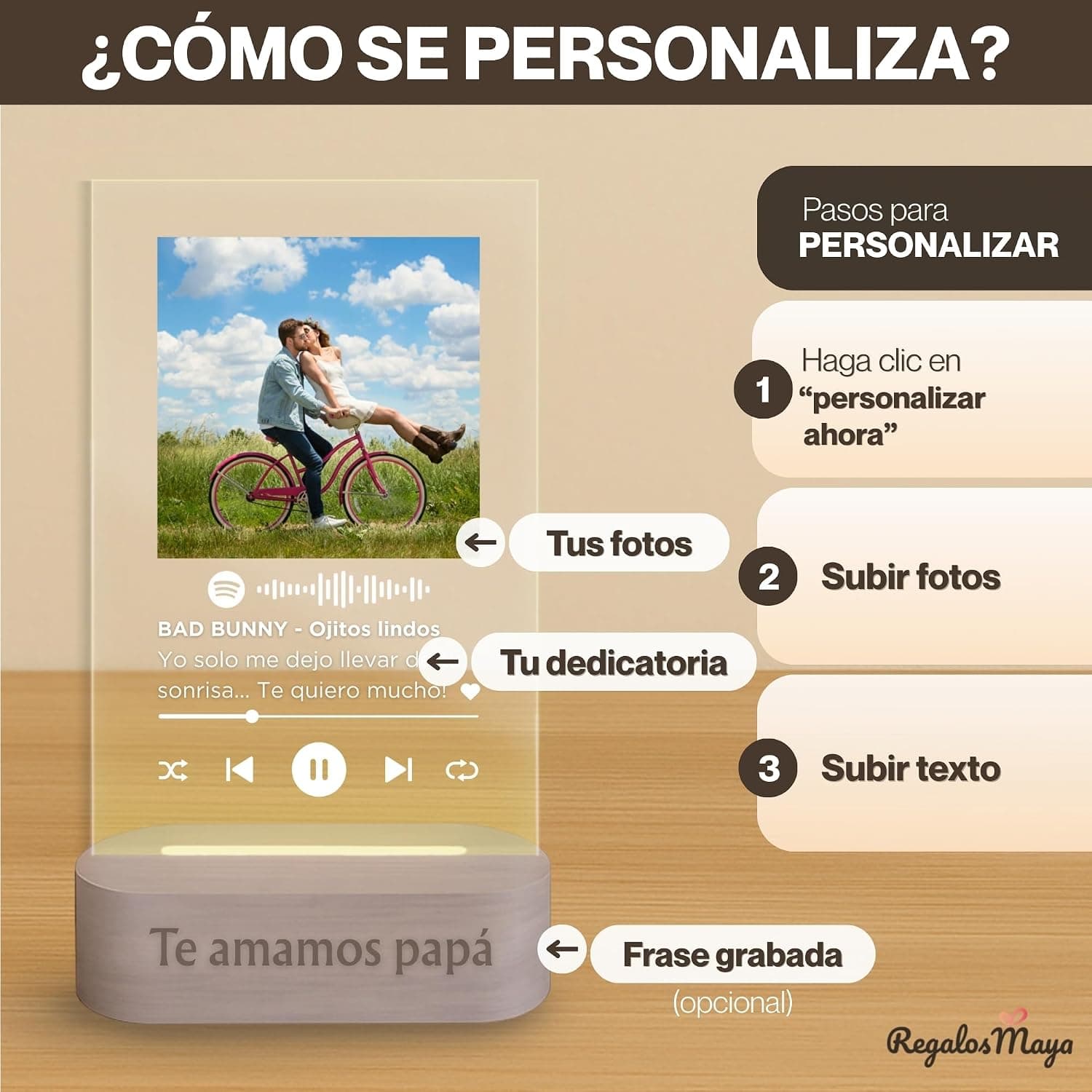 Lámpara Personalizada con Placa Spotify, foto 3