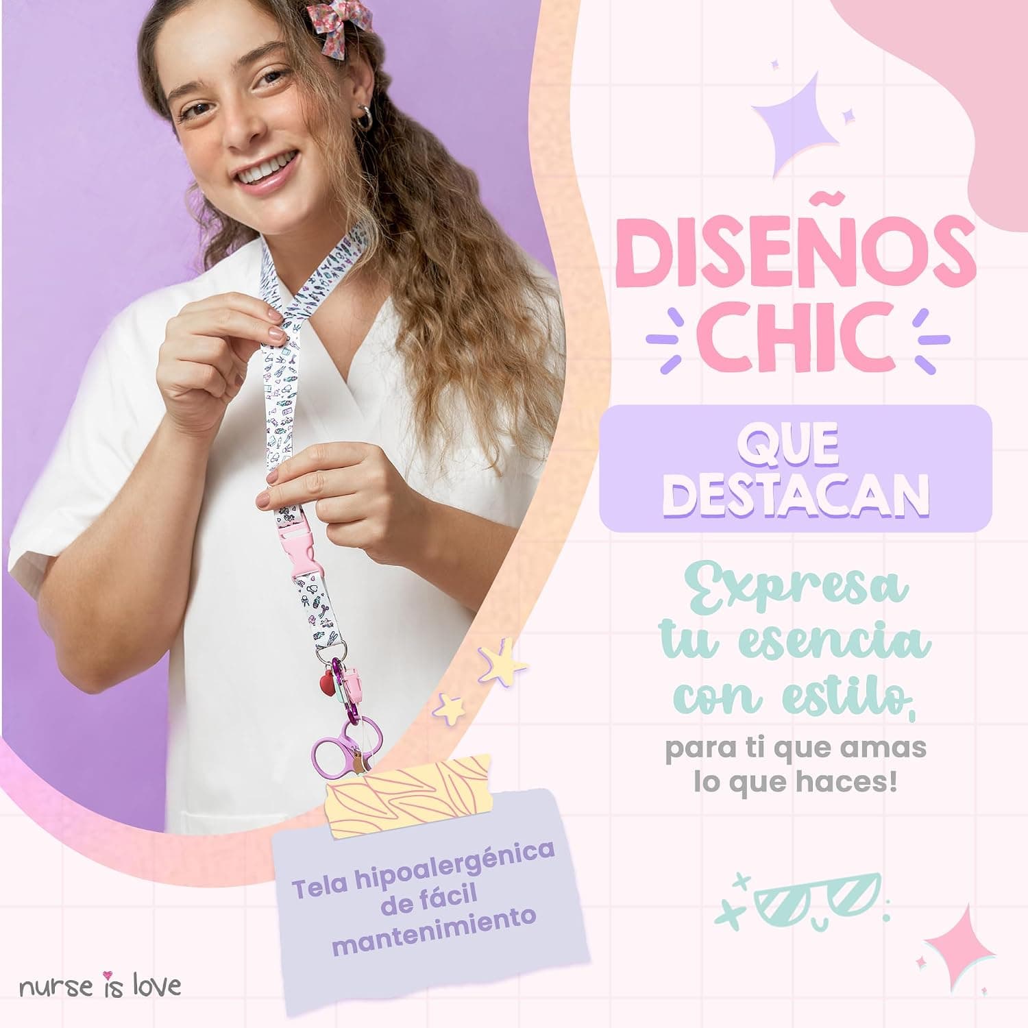 Lanyard personalizado para enfermera con clip de tijeras, foto 2