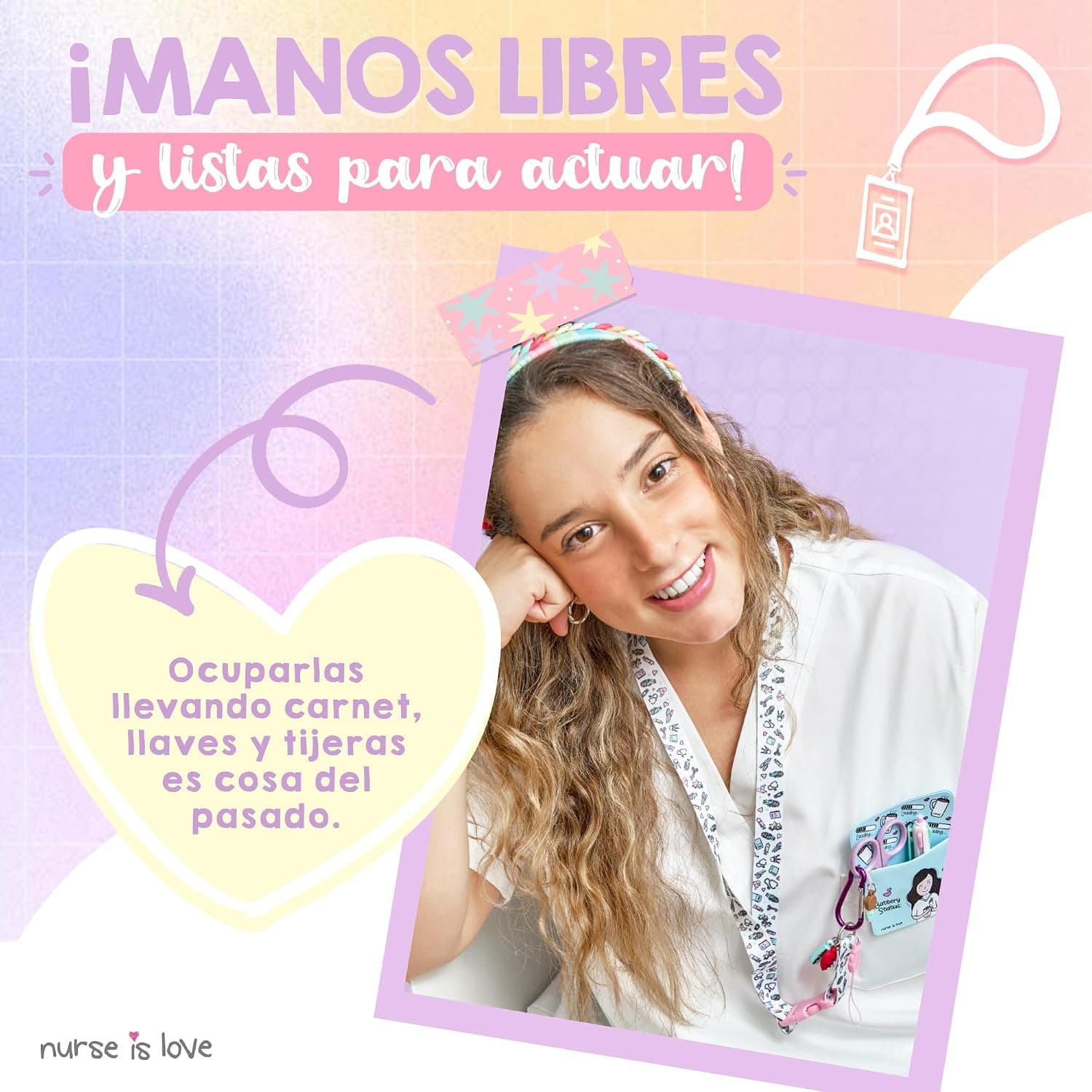 Lanyard personalizado para enfermera con clip de tijeras, foto 3
