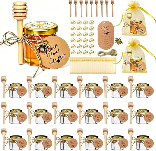 Pack de 20 Tarros de Miel para Detalle de Invitados Hapneyea