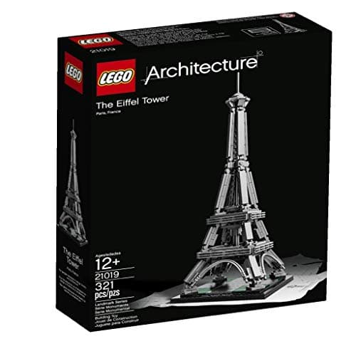 Maqueta LEGO de la Torre Eiffel sobre fondo neutro