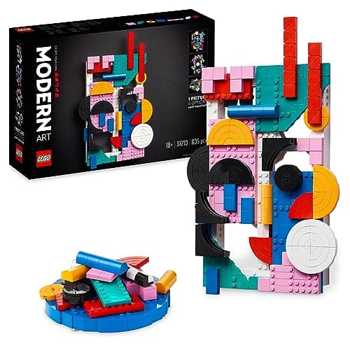 Mural LEGO de arte abstracto con formas geométricas de colores