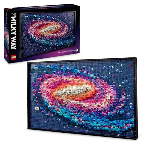 Mosaico LEGO de la Vía Láctea montado en la pared
