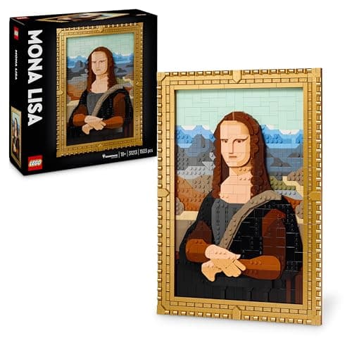 Mosaico LEGO de la Mona Lisa con marco dorado