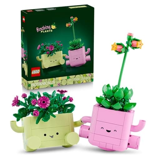 Dos plantas LEGO llamadas Lumi y Ellie en macetas intercambiables