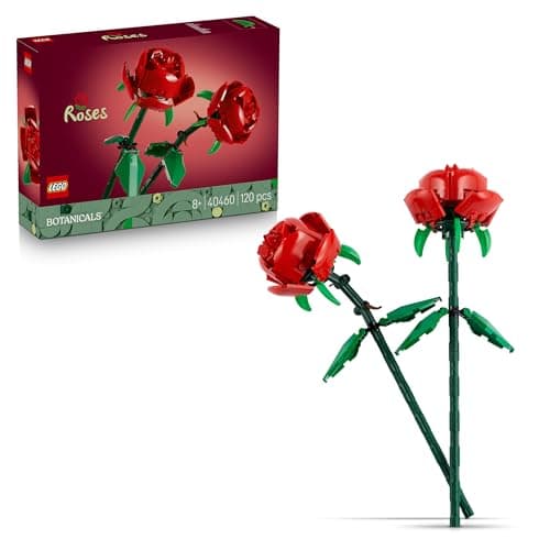 Dos rosas rojas LEGO con tallos largos ajustables