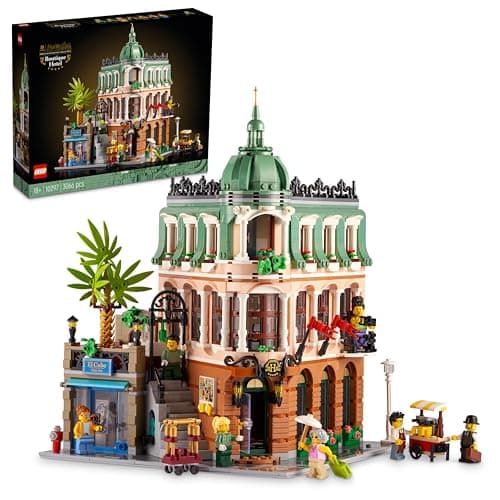 Edificio modular LEGO de un hotel boutique con fachada de varias plantas