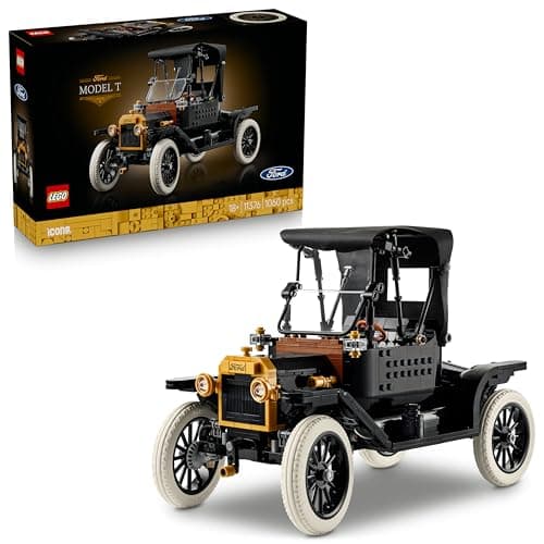 Réplica LEGO del Ford Model T con carrocería negra y detalles dorados
