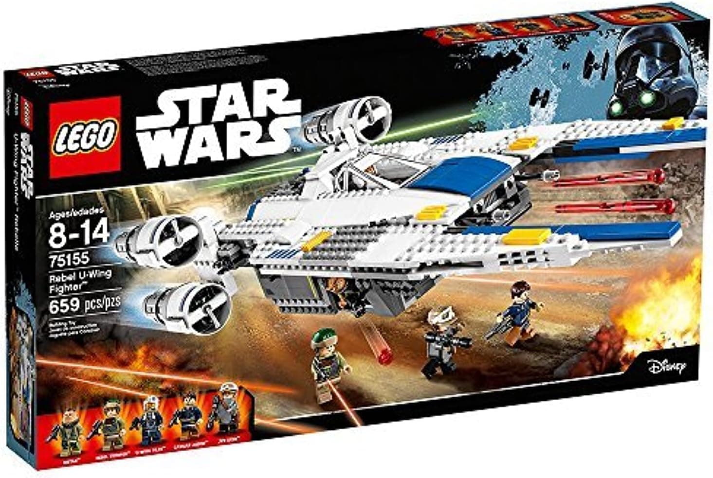 La caja del set 75155 con el caza U-Wing y las cinco minifiguras incluidas