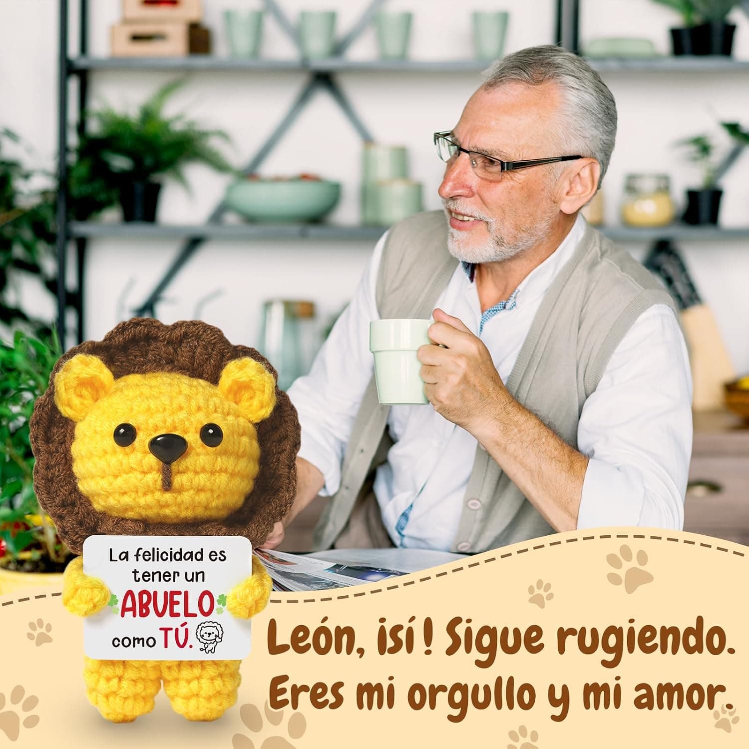 León de ganchillo para regalo de abuelo, foto 3