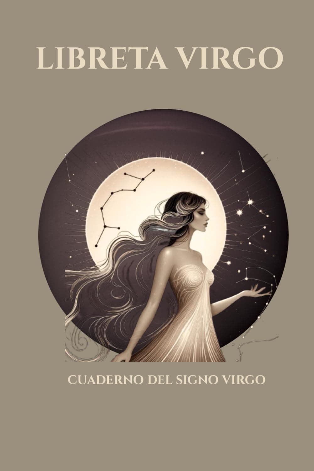 Cuaderno de notas dedicado al signo Virgo con datos de mitología y astronomía