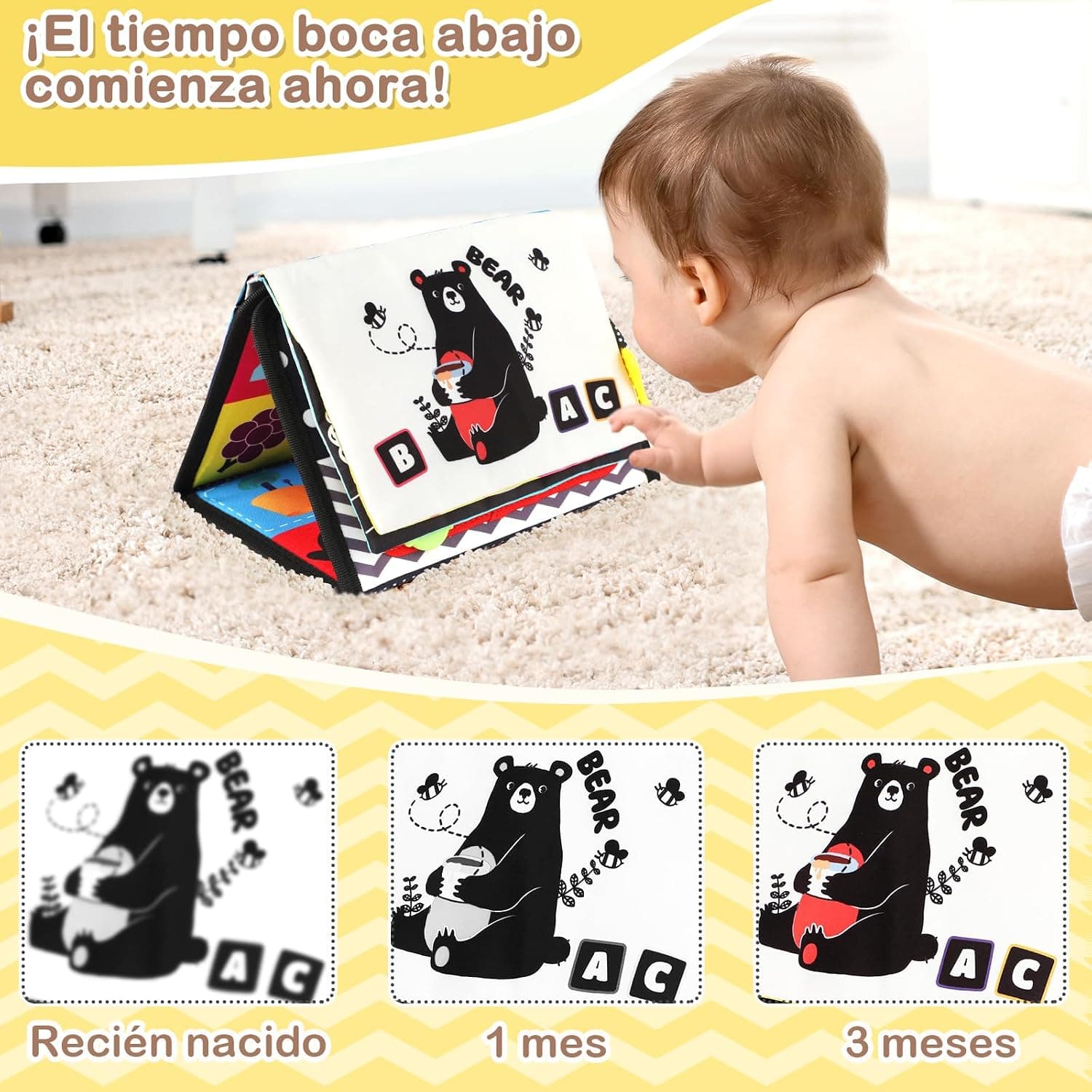 URMYWO Libro Sensorial de Tela con Espejo y Mordedores, foto 3