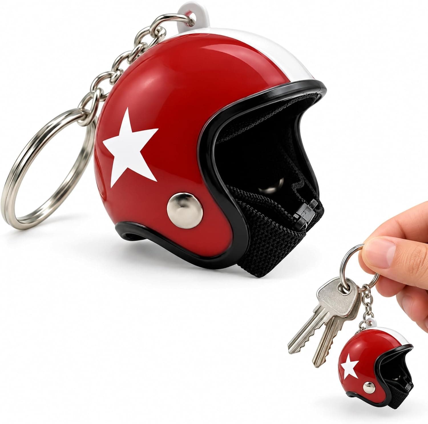 Llavero rojo con forma de mini casco de moto de AUTOZOCO