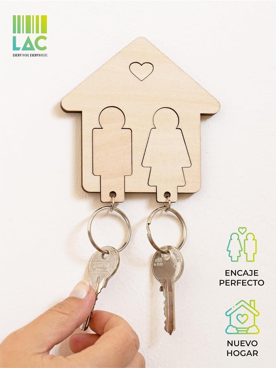 Llavero de madera en forma de casita para parejas, foto 3