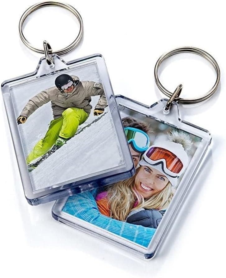 Llavero metálico personalizado con una foto distinta en cada cara