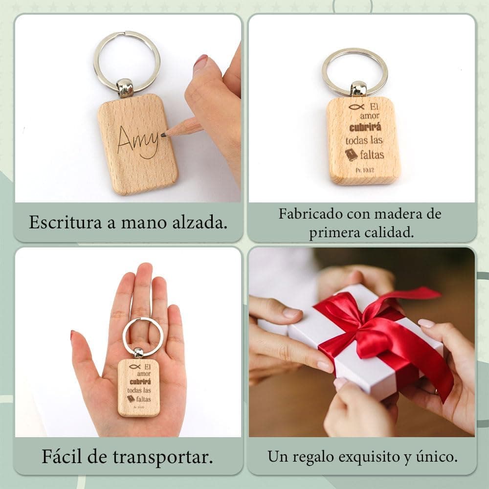 Llavero de madera con versículo bíblico para confirmación, foto 3