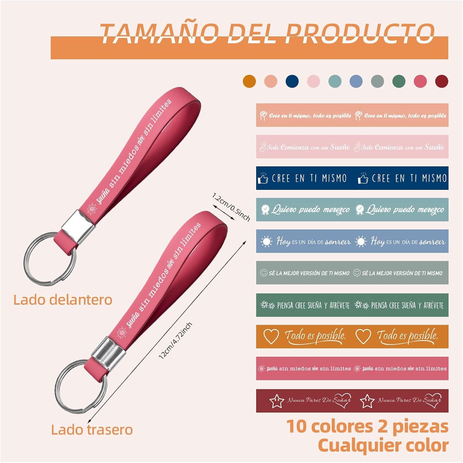 Llavero motivacional de agradecimiento, en español, foto 3