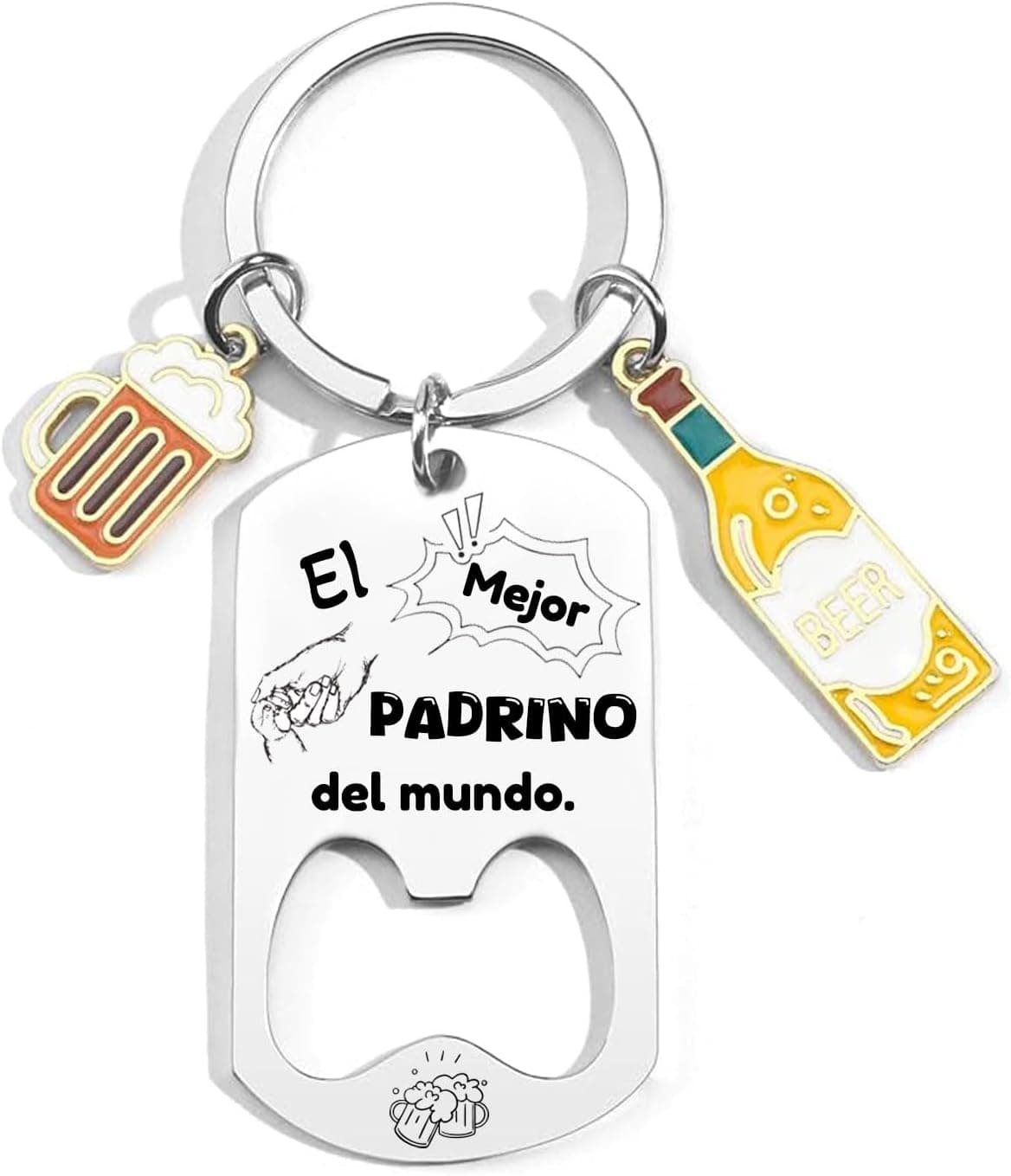 Llavero original dedicado al padrino, sobre fondo blanco