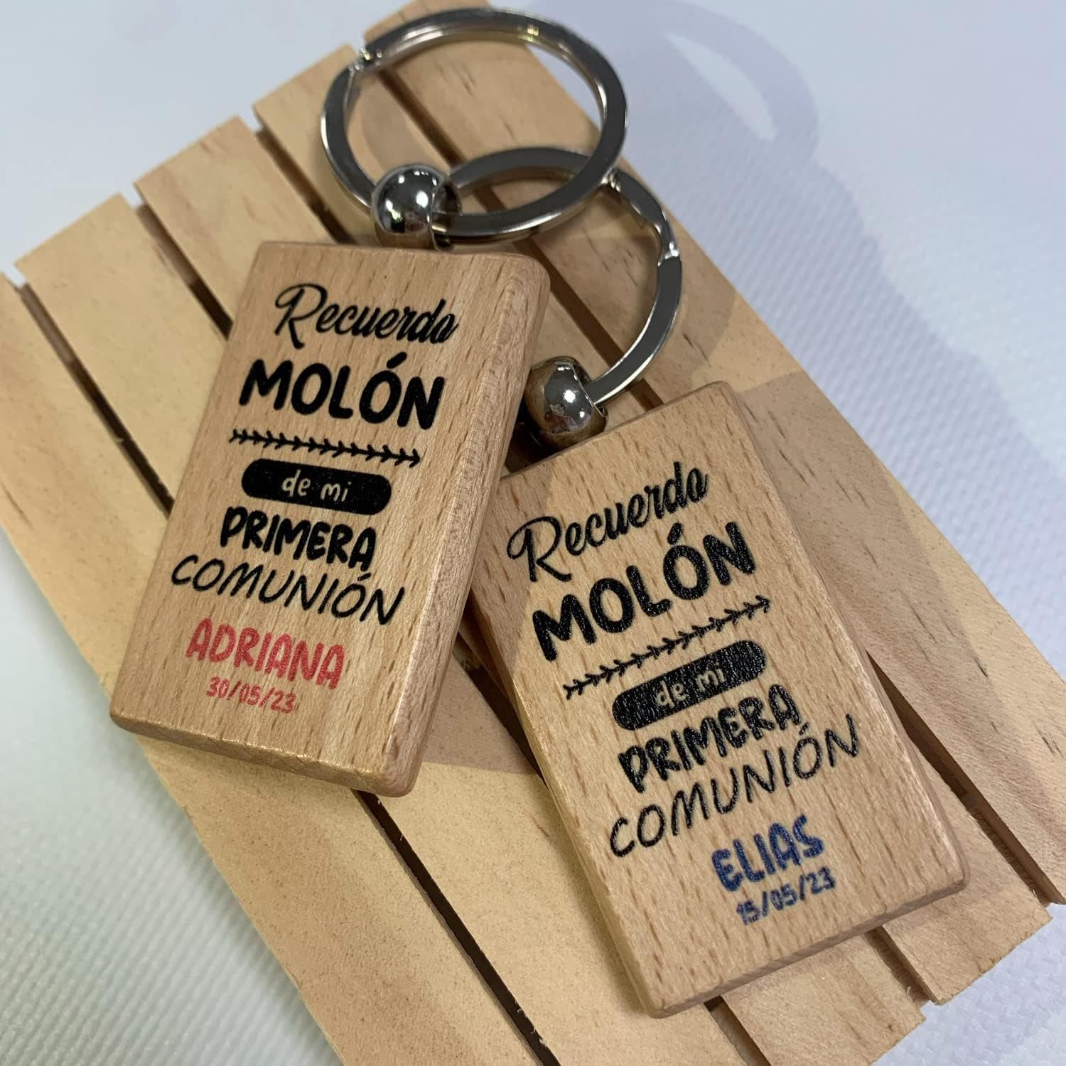 Lote de 30 llaveros de madera personalizados de comunión, foto 2