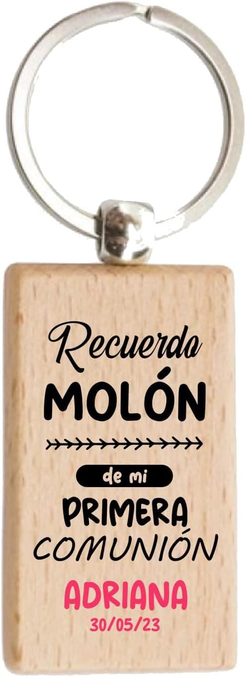 Lote de llaveros de madera personalizados con nombre y fecha de comunión