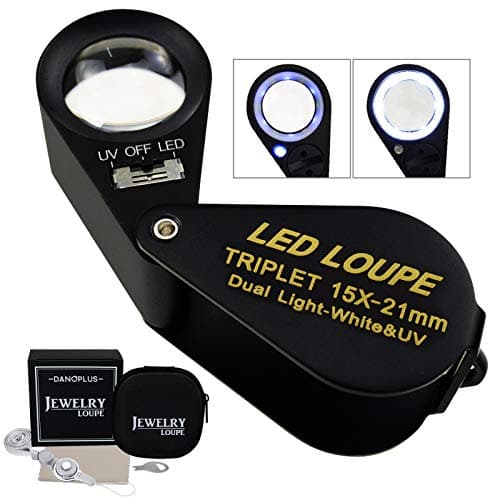 Lupa DANOPLUS 15X con luz LED y UV
