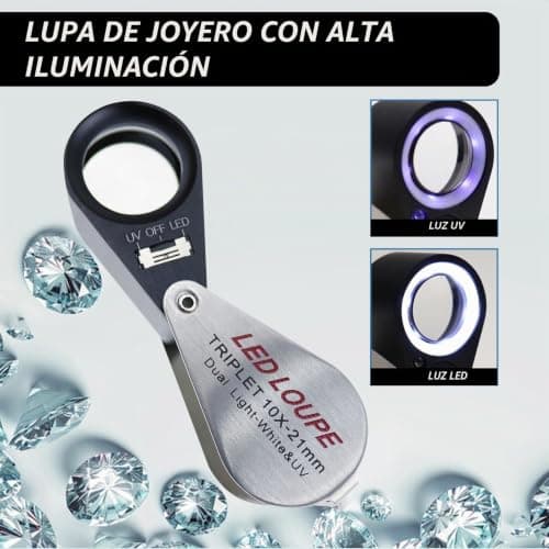 Lupa con la luz UV encendida