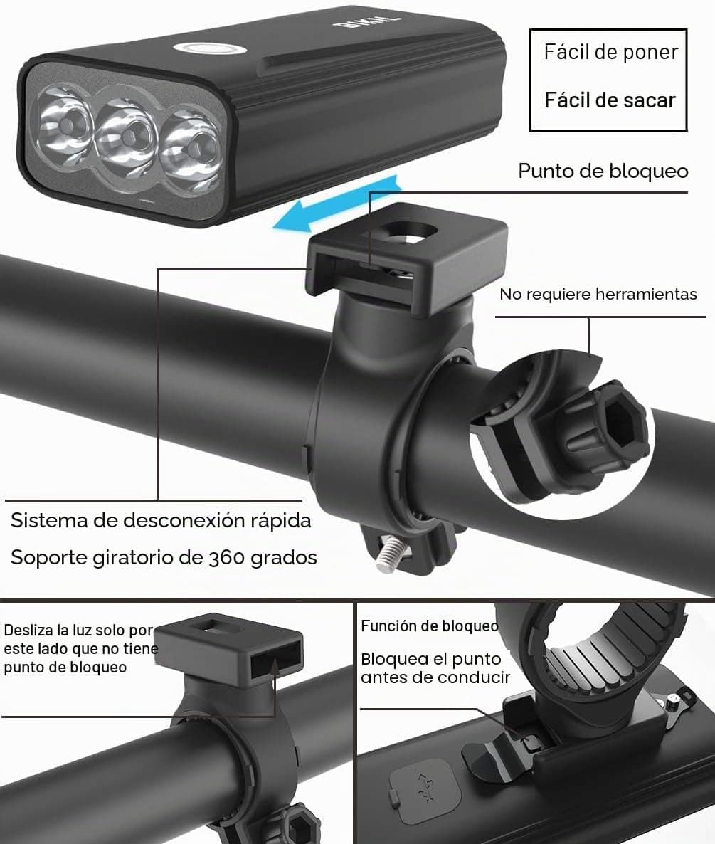 Luces de Bicicleta Delantera y Trasera Recargables por USB, foto 3