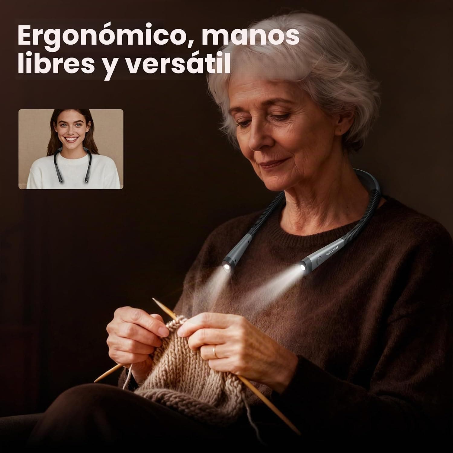 Luz de lectura de cuello recargable, 3 colores, foto 3