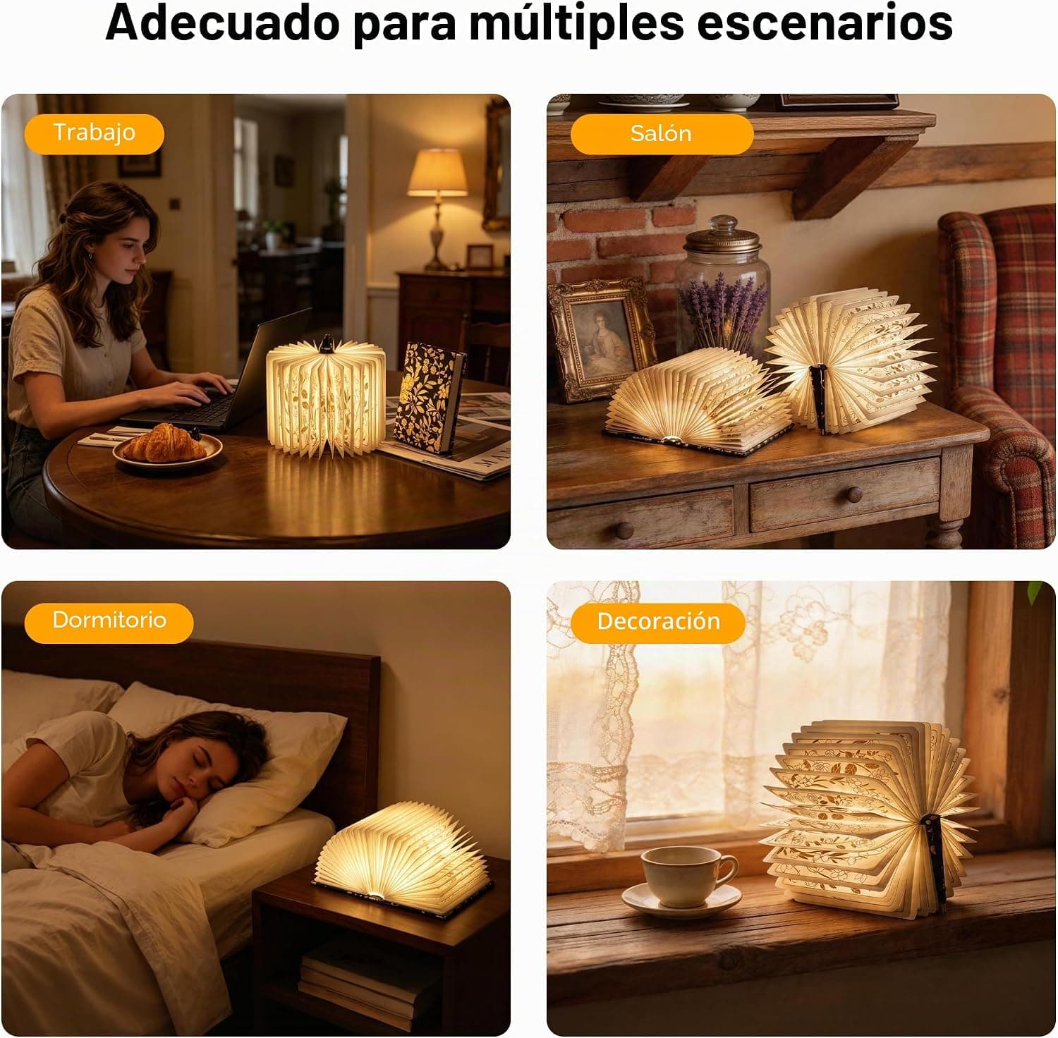 Luz de lectura plegable con forma de libro floral, foto 3