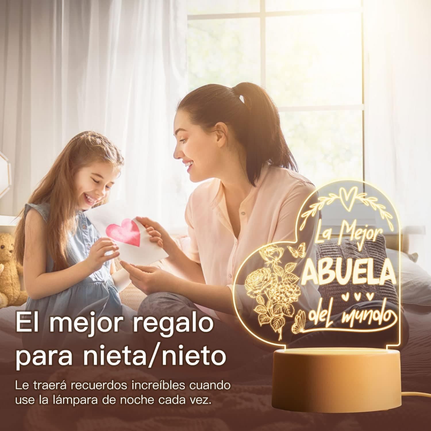 Detalle de la base y el grabado con el mensaje para la abuela