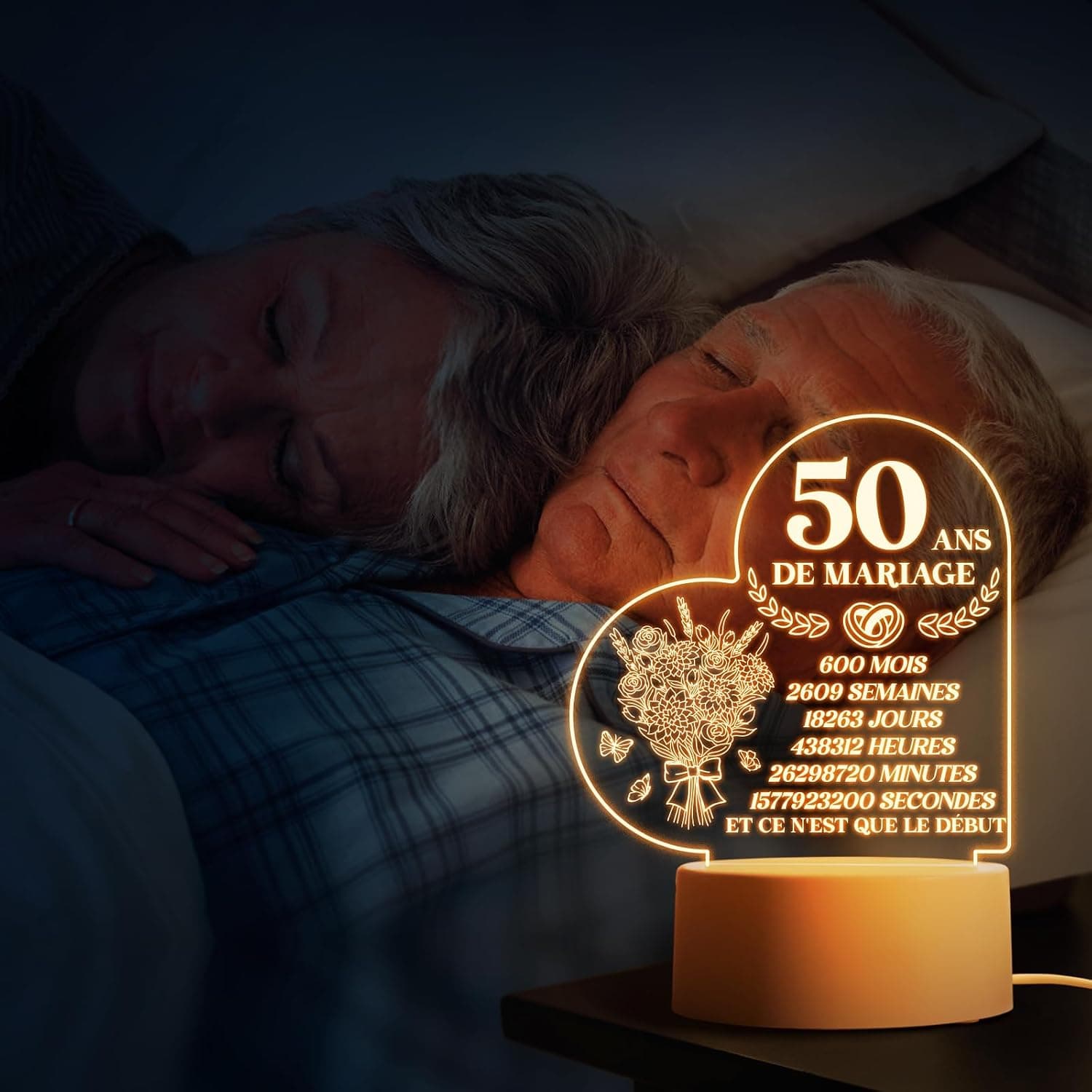 Luz Nocturna de Acrílico para Bodas de Oro, foto 3