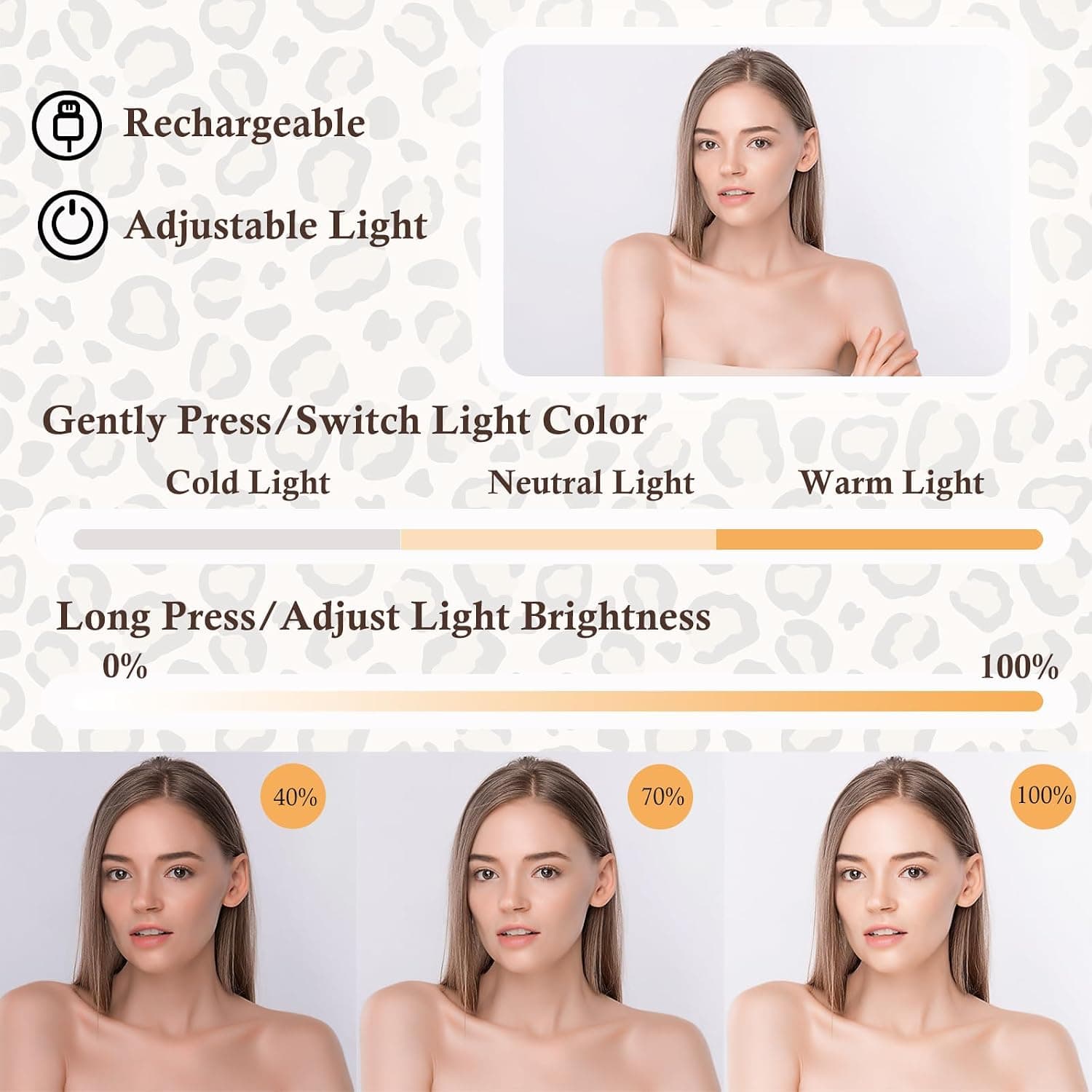 Maletín de maquillaje DaizySight con espejo y luz LED, foto 3