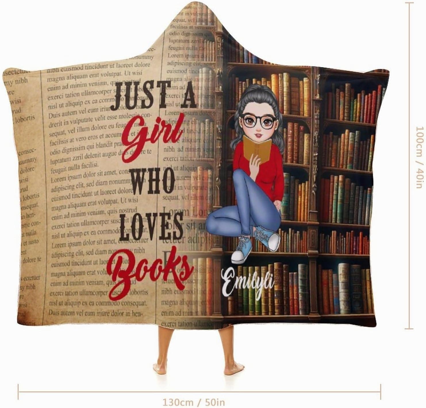 Manta con capucha personalizada para amantes de los libros, foto 3