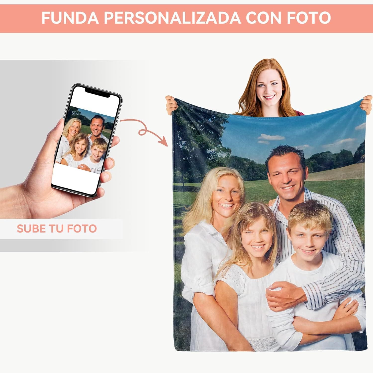 Manta personalizada con foto, para sofá o cama, foto 3