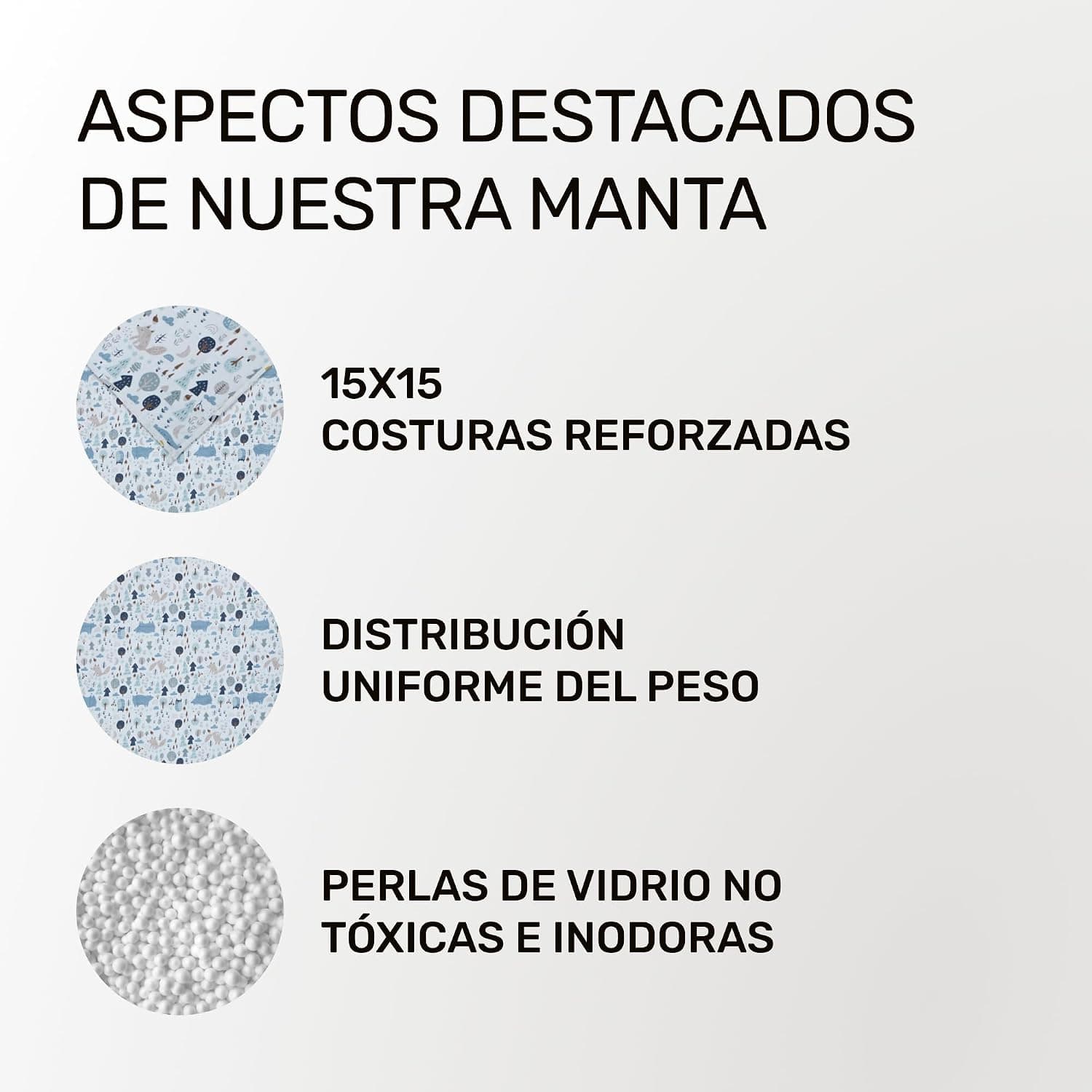 Manta con peso infantil de algodón, 2,3 kg, foto 3