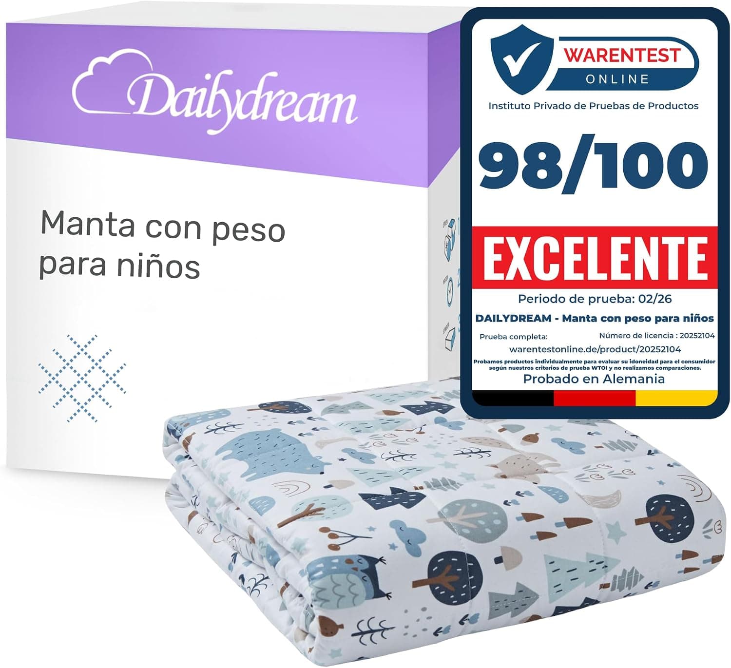Manta con peso infantil de algodón con diseño de bosque
