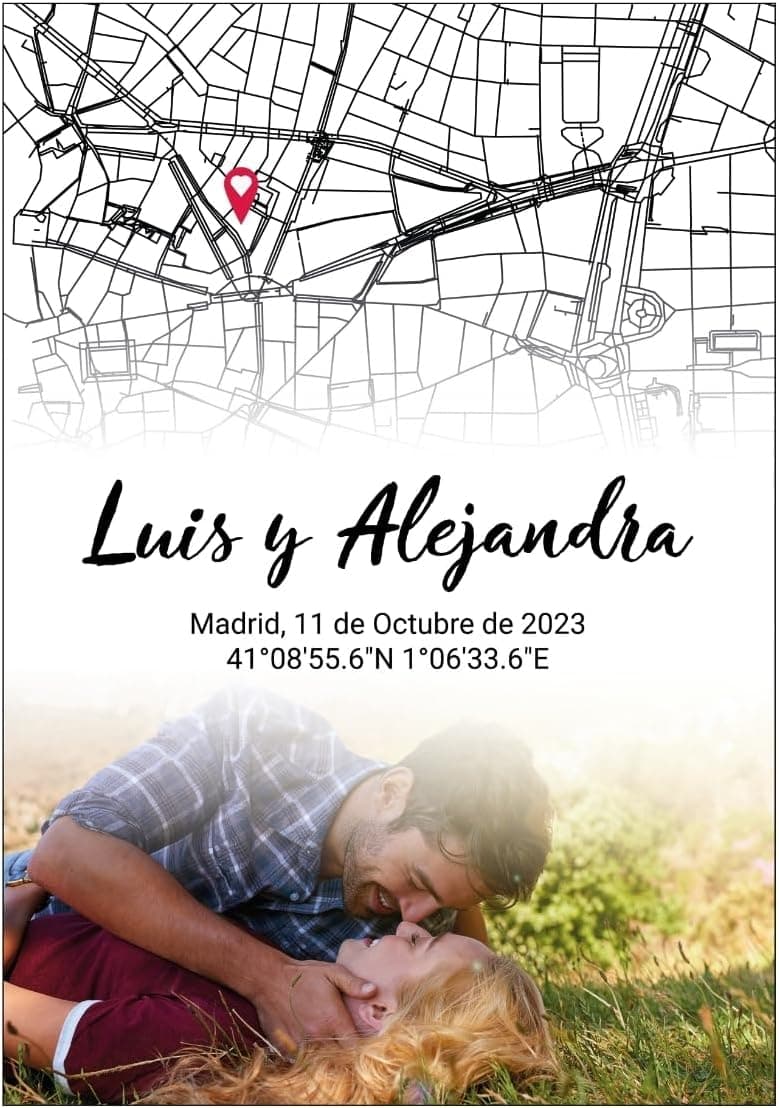 Póster con Foto y Mapa de Coordenadas en Forma de Corazón, foto 3