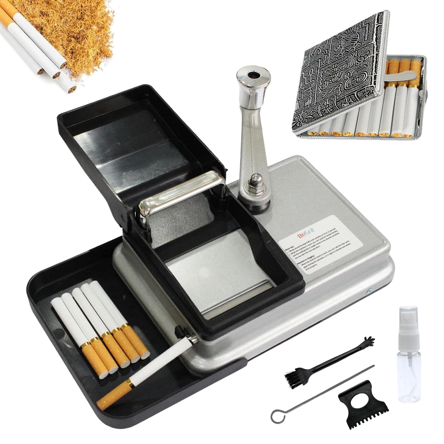 Máquina de llenado de cigarrillos de metal con estuche