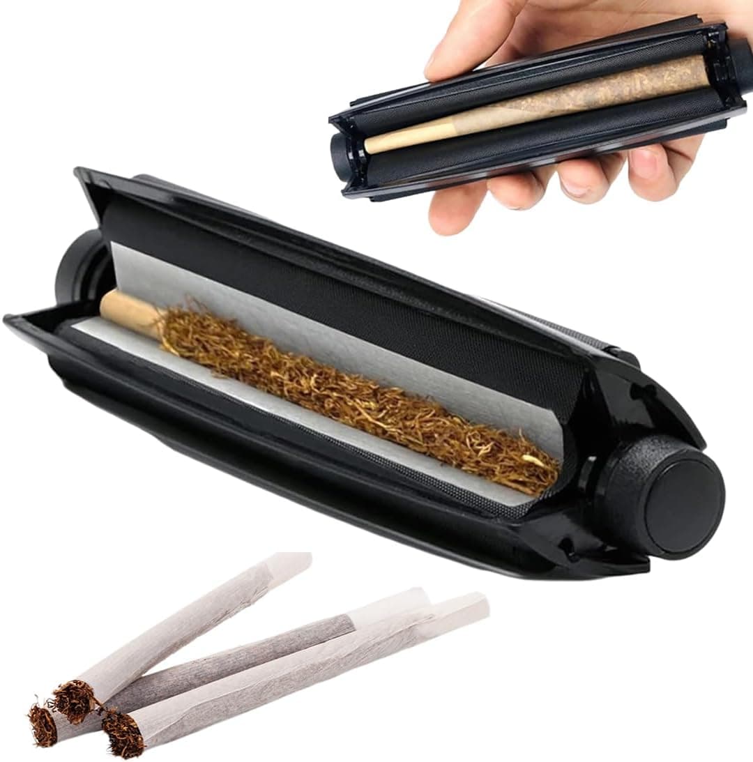 Máquina portátil para liar cigarrillos abierta mostrando el rodillo