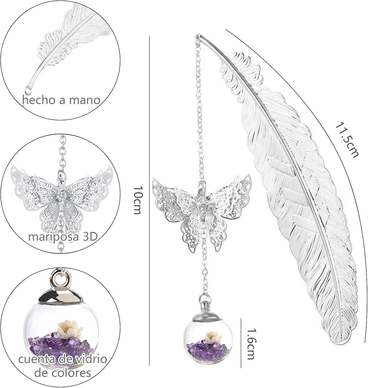 Marcapáginas de metal con mariposa, regalo de graduación (pack de 2), foto 2