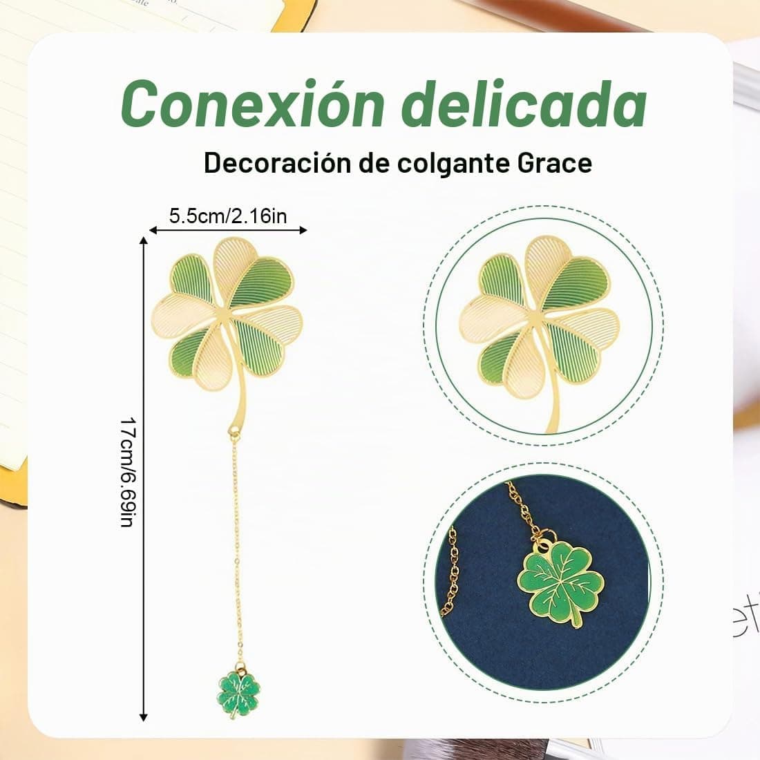 Detalle de la borla colgante del marcapáginas