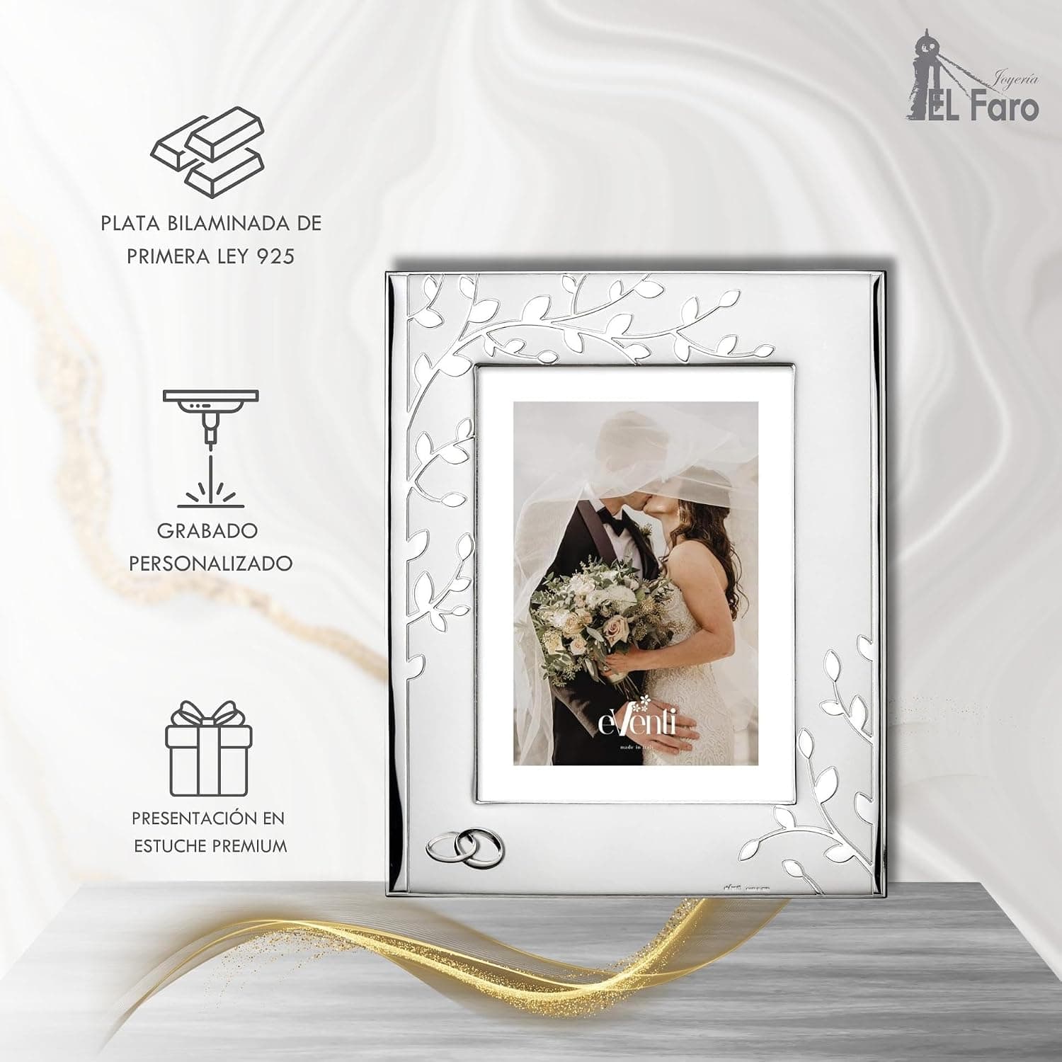 Marco de Fotos en Plata Personalizado con Árbol, foto 2