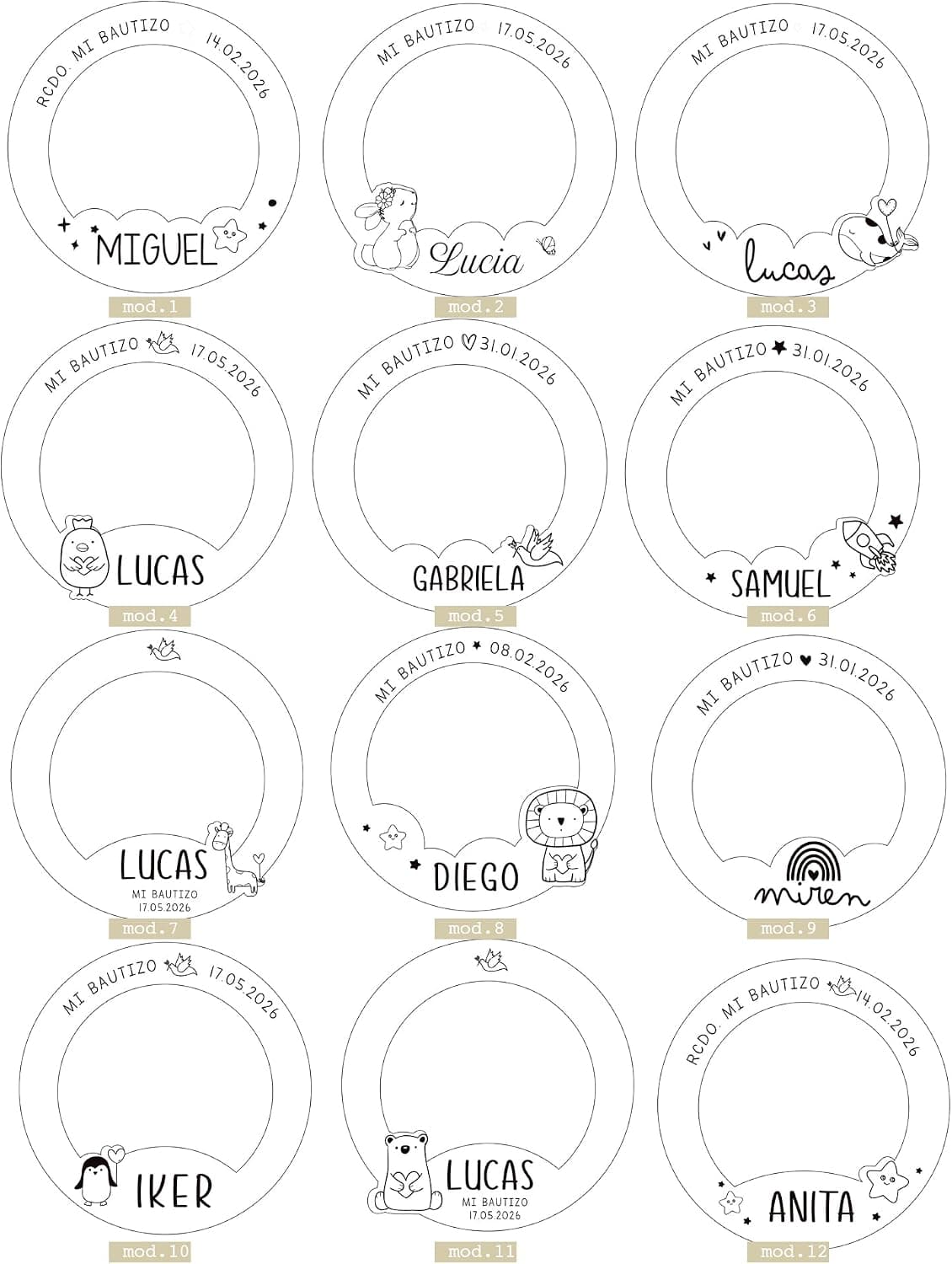 Lote de 10 Marcos Magnéticos Personalizados para Comunión y Bautizo, foto 3